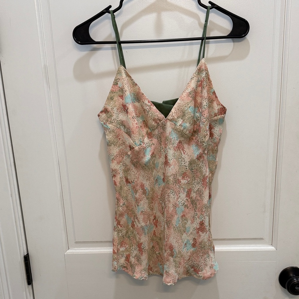 Patterned y2k Women's Top with Green Straps